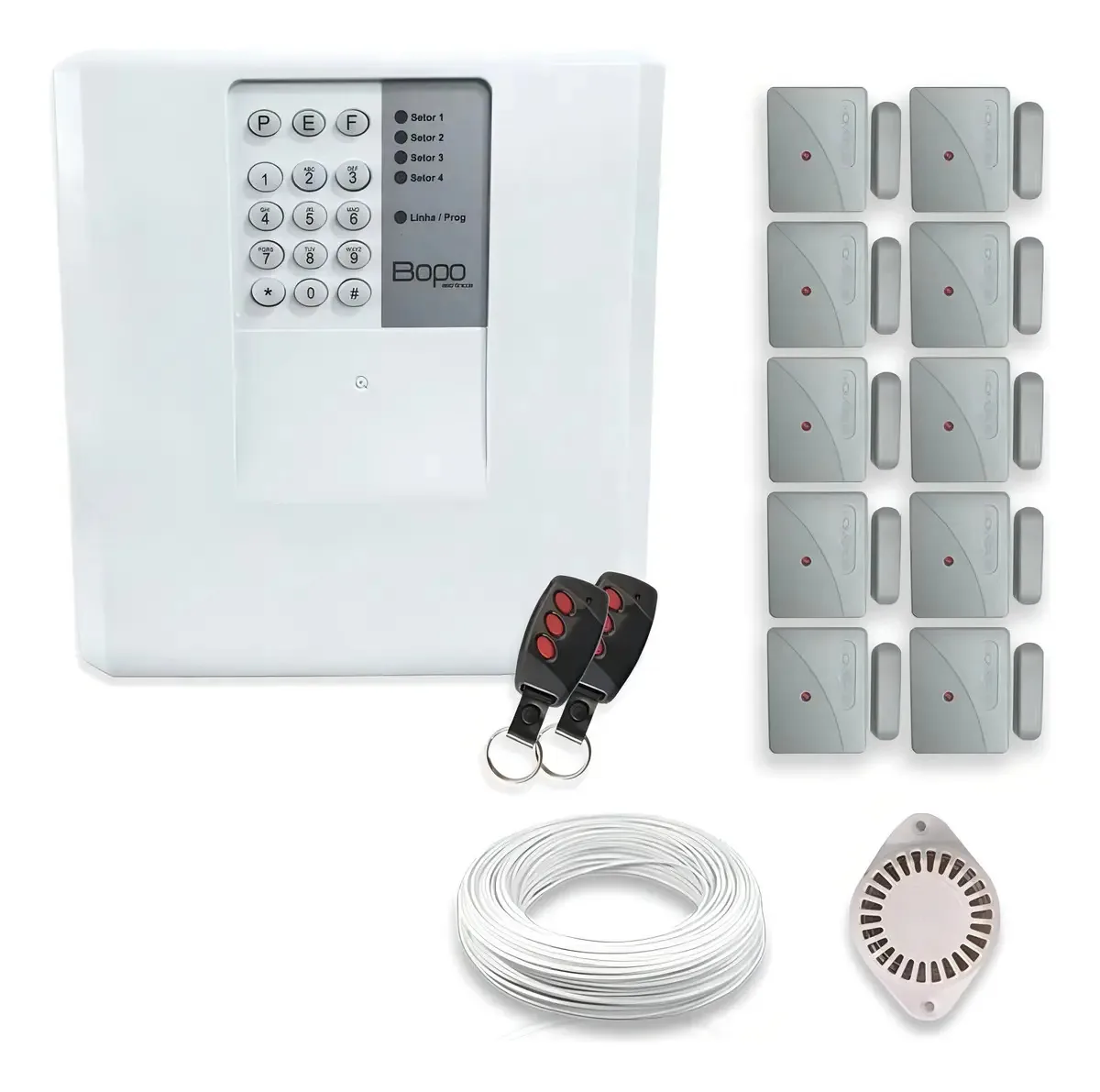 Kit Alarme Residencial Hombrus KA4B10M 10 Sensores Magnéticos sem Fio c/ Discadora