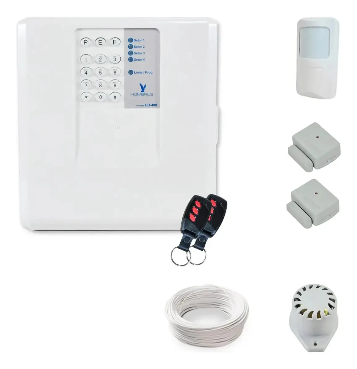 Kit Alarme Residencial Hombrus Sem Fio Com Discadora e 3 Sensores