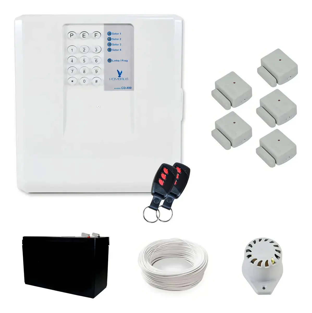 Kit Alarme Residencial Bopo 5 Sensores Magnéticos E Bateria