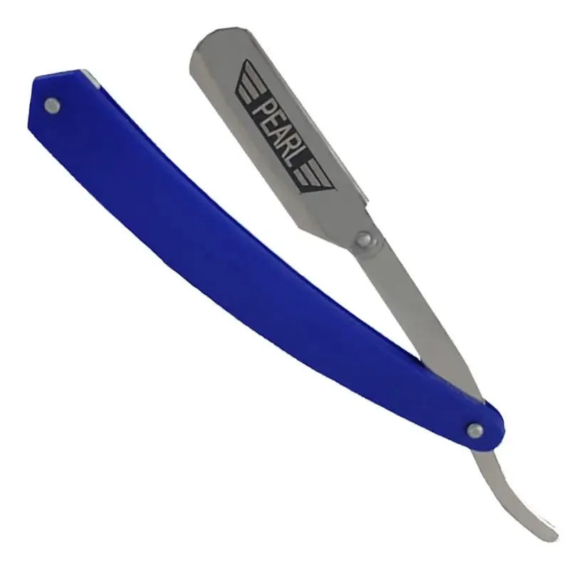 Navalha Navalhete De Barbear Profissional Aço Inox Cor Azul