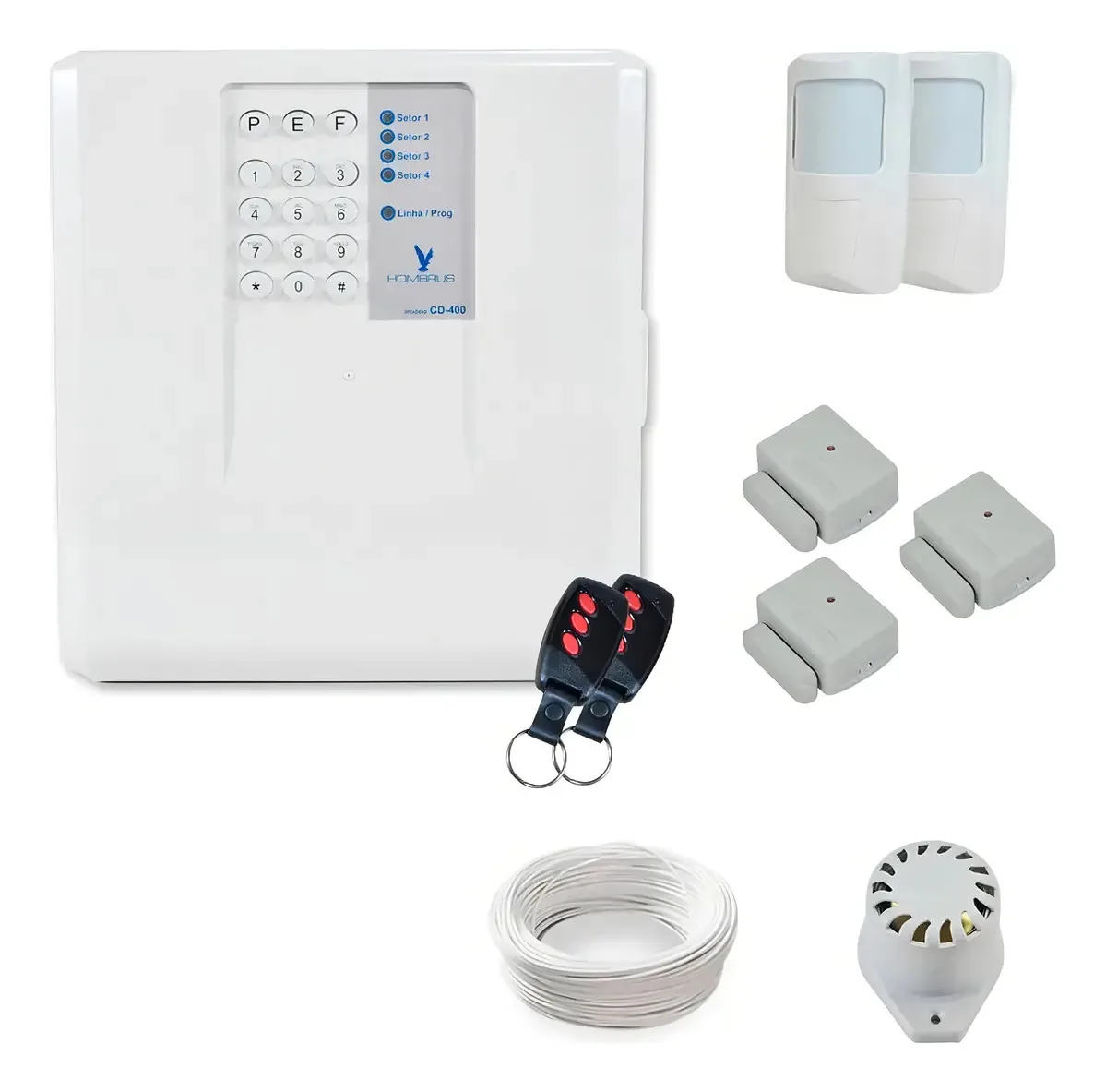 Kit Alarme Residencial Hombrus Sem Fio Com 5 Sensores