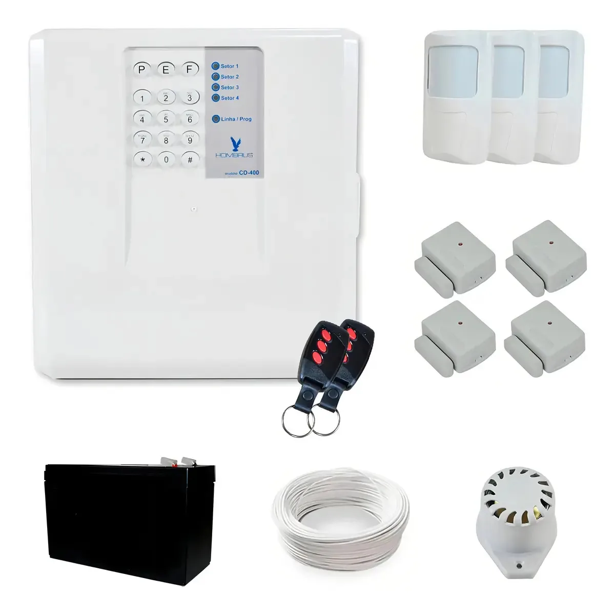 Kit Alarme Residencial Bopo 7 Sensores Sem Fio Disc. Bateria