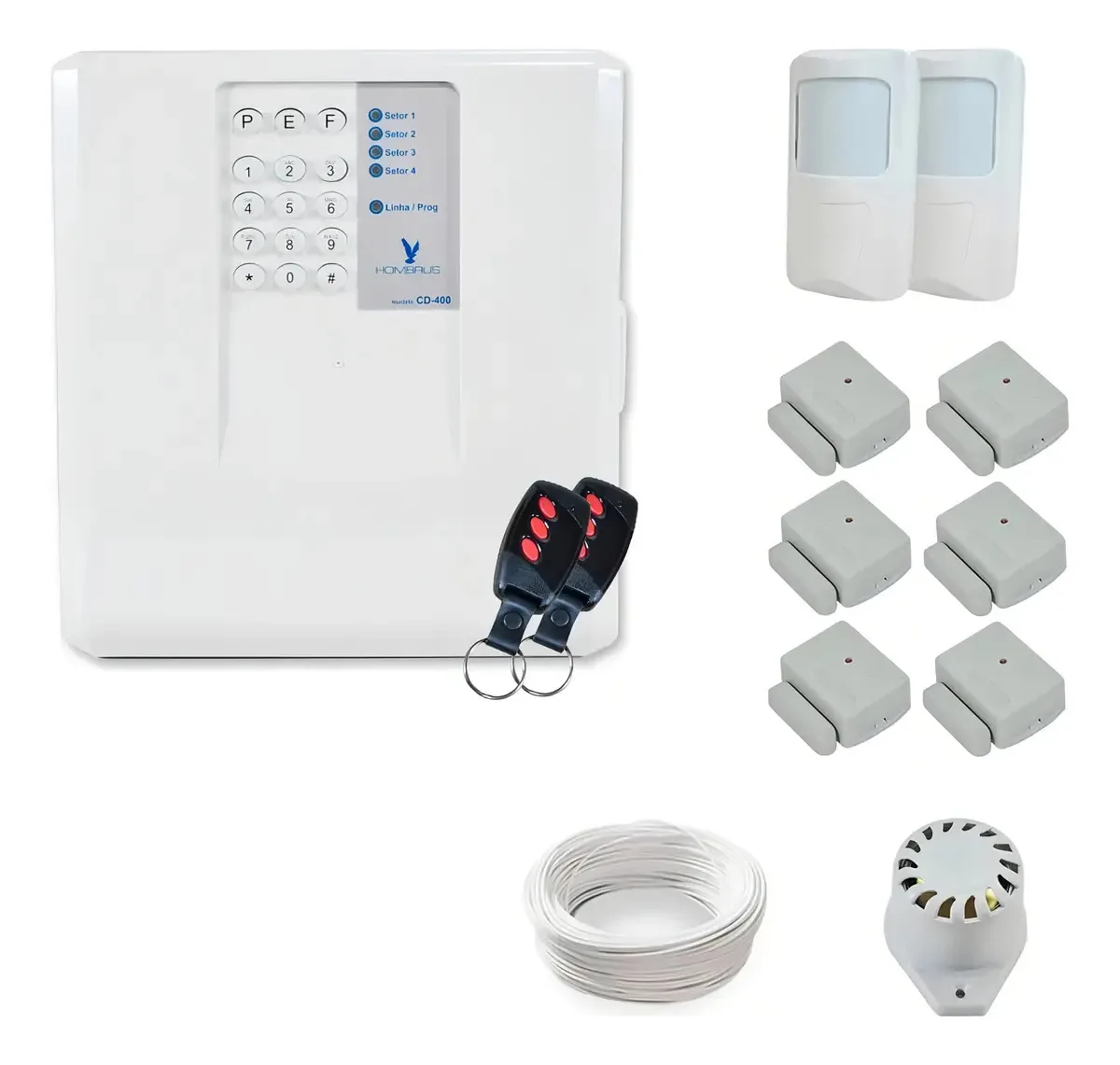 Kit Alarme Residencial Hombrus Sem Fio com 8 Sensores e Discadora