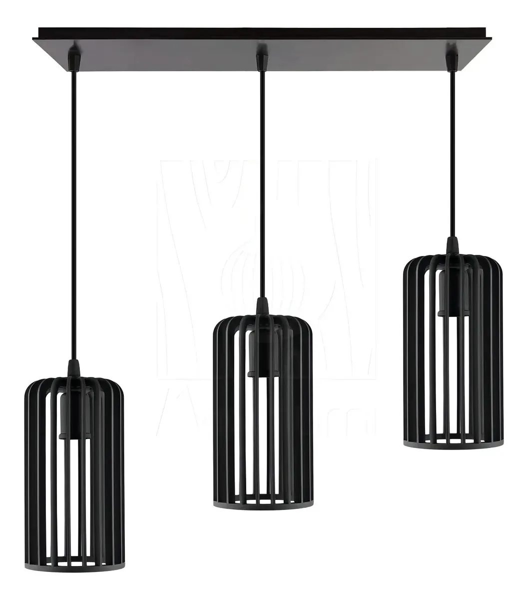 Conjunto 3 Luminárias Pendente Madeira Mdf Paladio P Sala