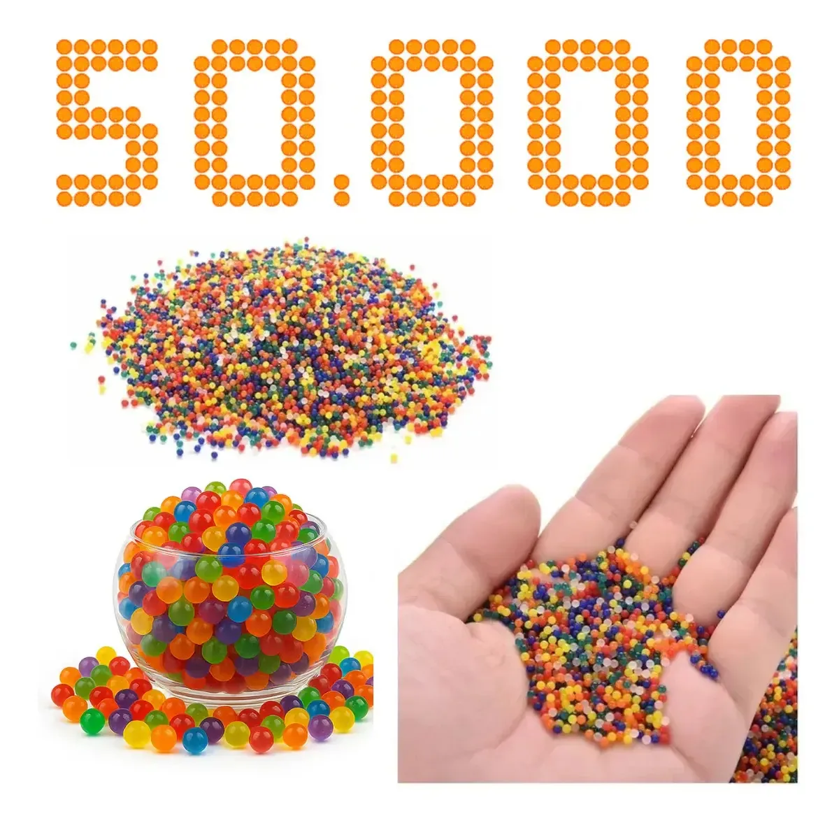 Kit 50 Mil Bolinhas De Gel Para Arma De Brinquedo Munição Orbeez Cresce Na Água Para Arminhas