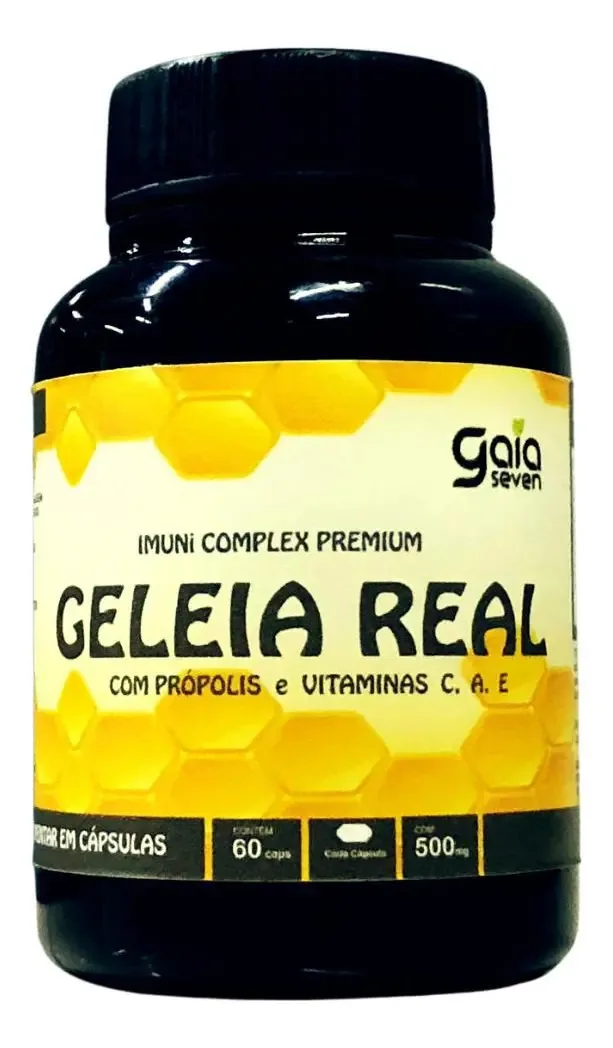 Geleia Real Liofilizada Com Própolis E Vitaminas 60 Capsulas