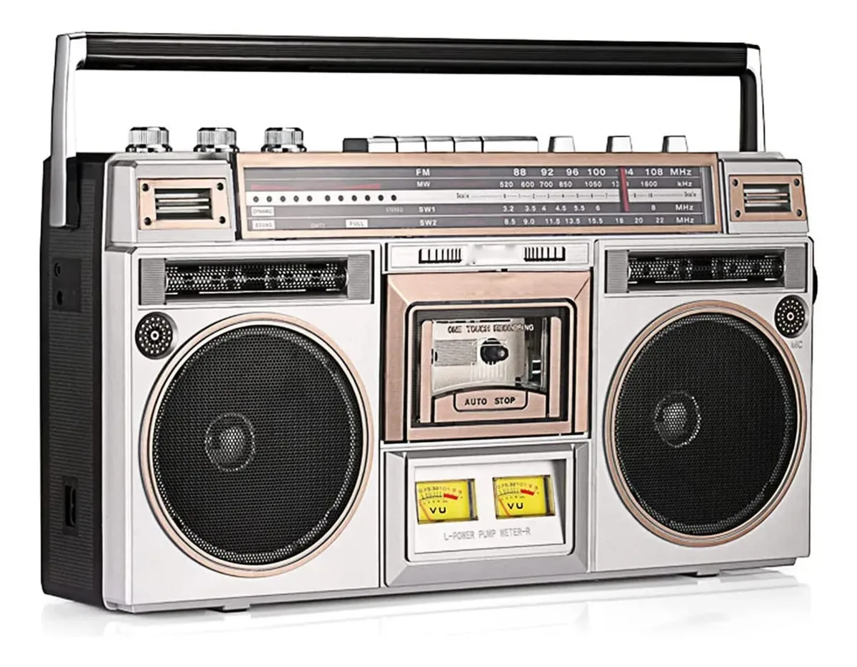Sanfag Cassette Boombox Retro Cassette Tape Gravador de fita portátil Boombox Rádio AM/FM Leitor Bluetooth Gravador portátil Gravador de cassetes de rádio AM/FM