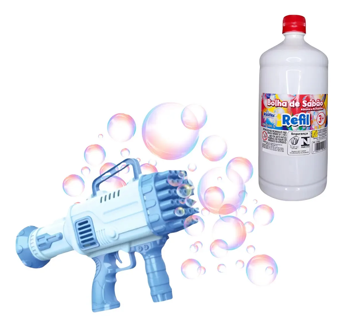 Brinquedo Criança Lança Bolhas Sabão Bazuca + Refil Liquido