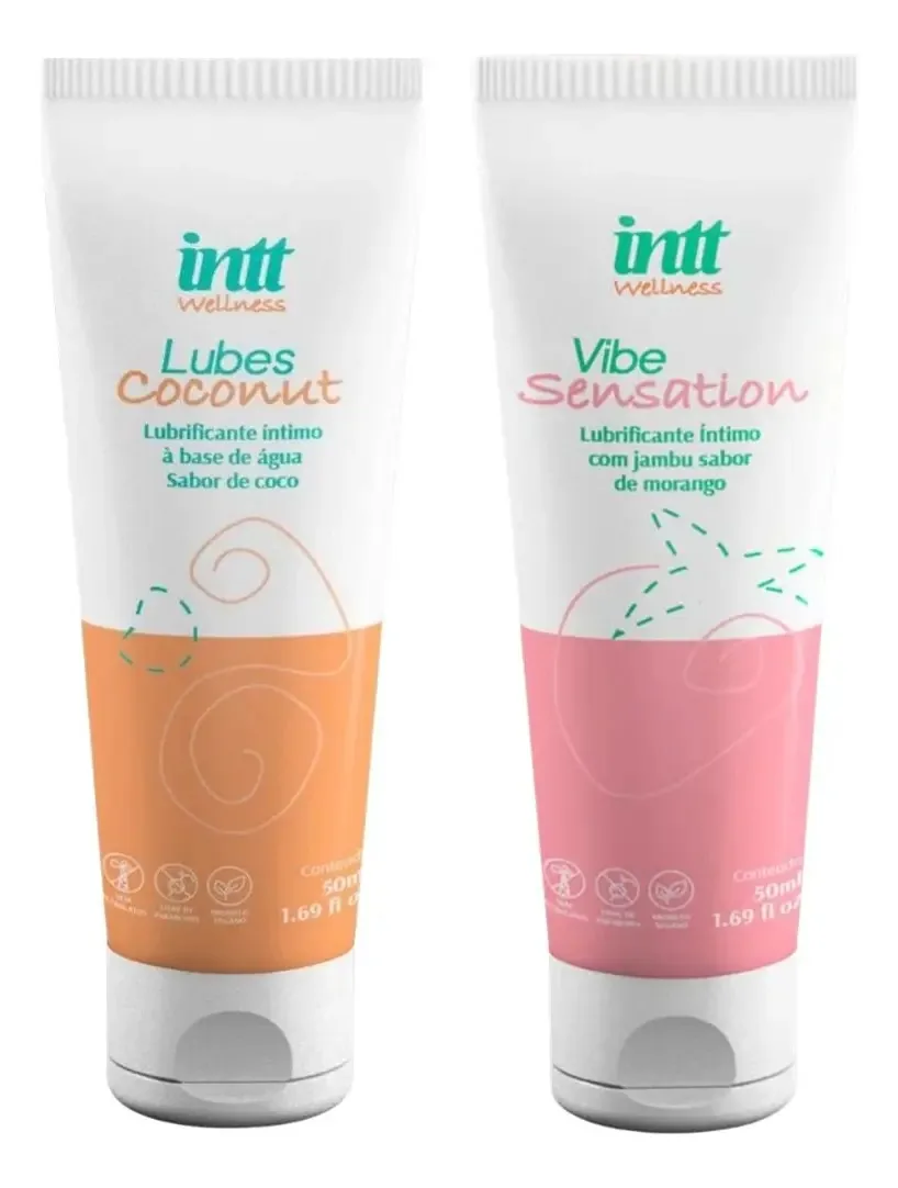 Gel Lubrificantes Íntimo Deslizante Coconut E Morango Kit 2