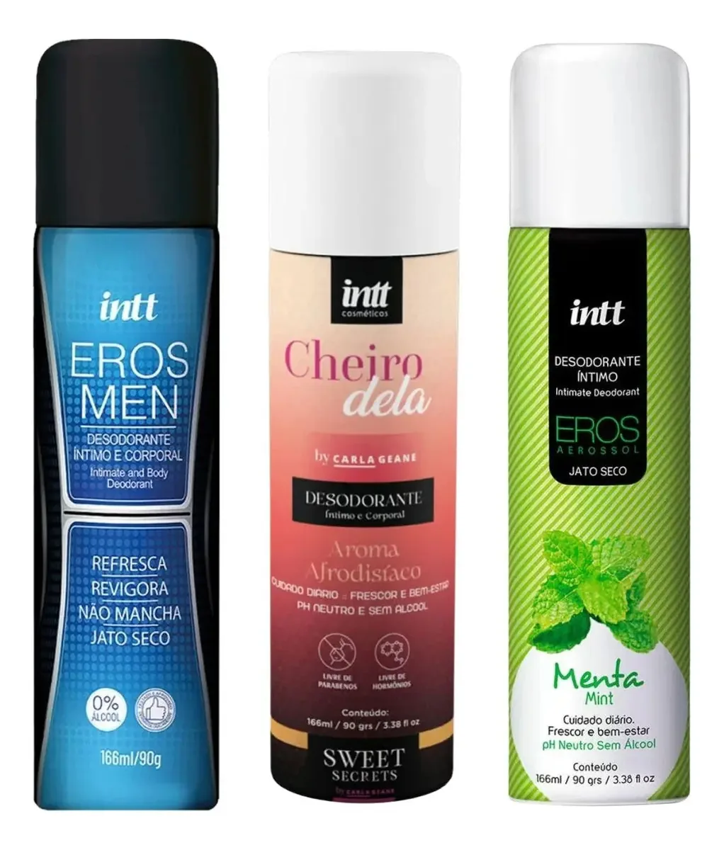 3 Desodorantes Íntimo Corporal Refrescante Anti Transpirante