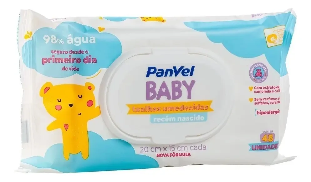 Lenços Umedecidos Para Recém Nascido Panvel Baby 48 Unidades