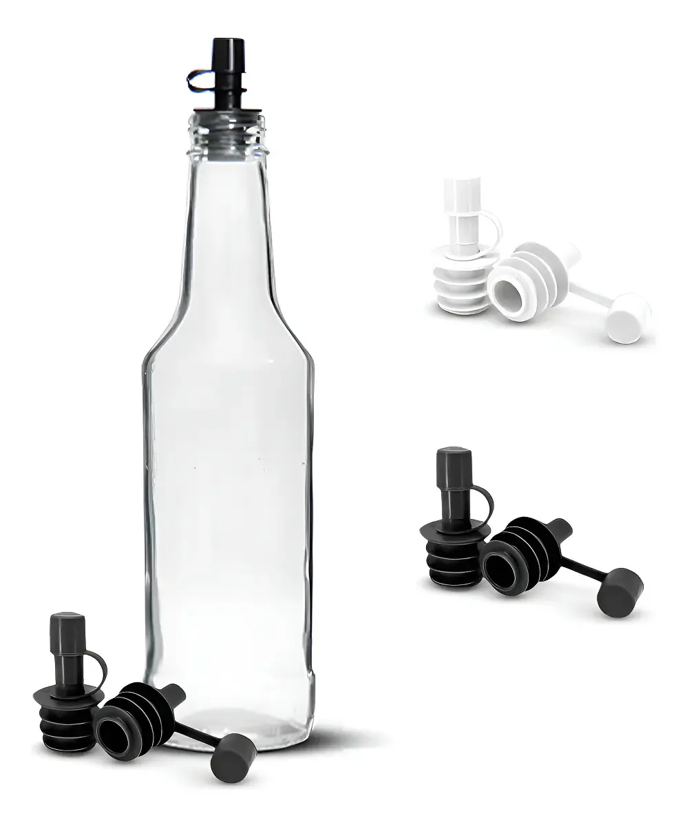 24 Garrafas De Vidro Ice 275ml Com Bicos Dosadores Cor Preto