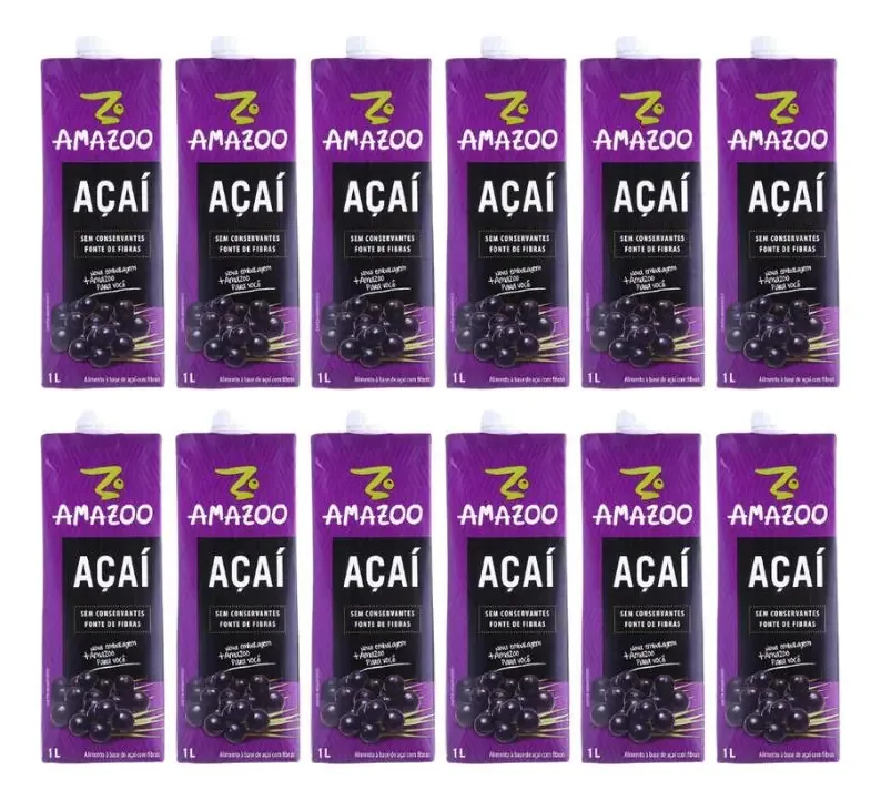 Pack Com 12 Smoothie Amazoo Açai 1l