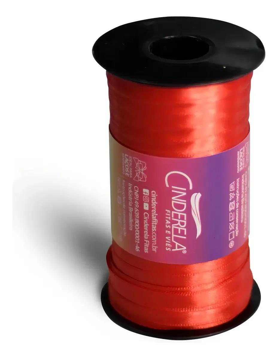 Fita Cetim Face Simples 100m 7mm Verm