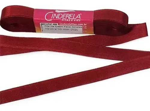Fita Cetim Face Simples 10m 10mm Vinho