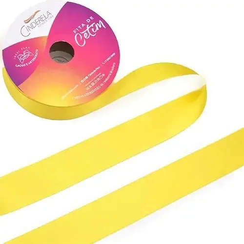 Fita Cetim Face Simples 50m 22mm Amarel