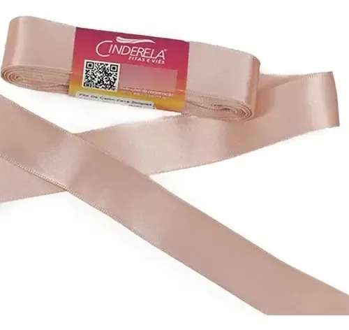 Fita Cetim Face Simples 10m 22mm Nude