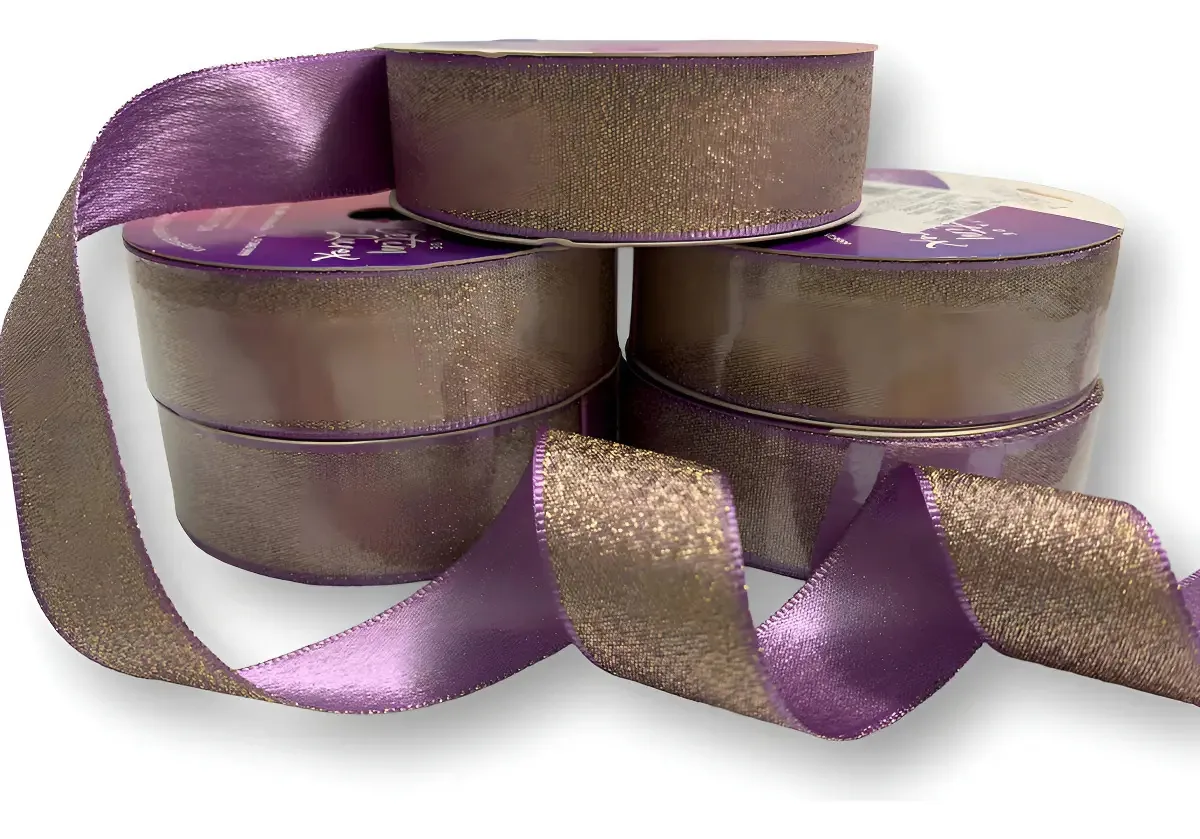Fita Cetim C/lurex 10mt 22mm Lilas
