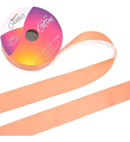Fita de Cetim Cinderela Lisa Rosa-Claro 22mm para Artesanato e Decoração 50m