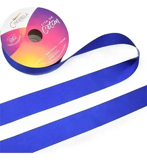 Fita Cetim Nacional 22mm C/50 Metros Artesanato Casamento Cor Fita de Cetim Azul Bic Fita de Cetim Lisa