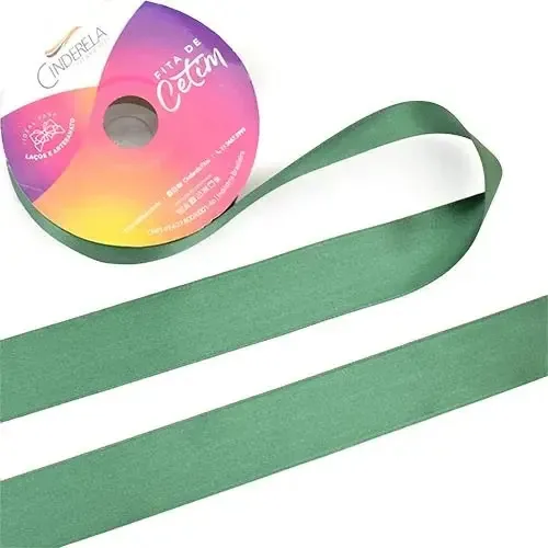 Fita Cetim Nacional 22mm C/50 Metros Artesanato Casamento Cor Fita De Cetim Verde Amazonas Fita De Cetim Lisa