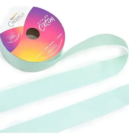 Fita Cetim Nacional 22mm C/50 Metros Artesanato Casamento Cor Fita De Cetim Verde Água Fita De Cetim Lisa