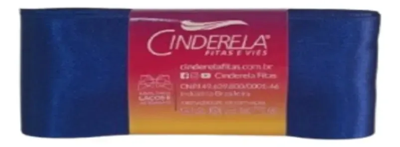 Fita Cetim Nacional 50mm C/10 Metros Artesanato Casamento Cor 9 Marinho