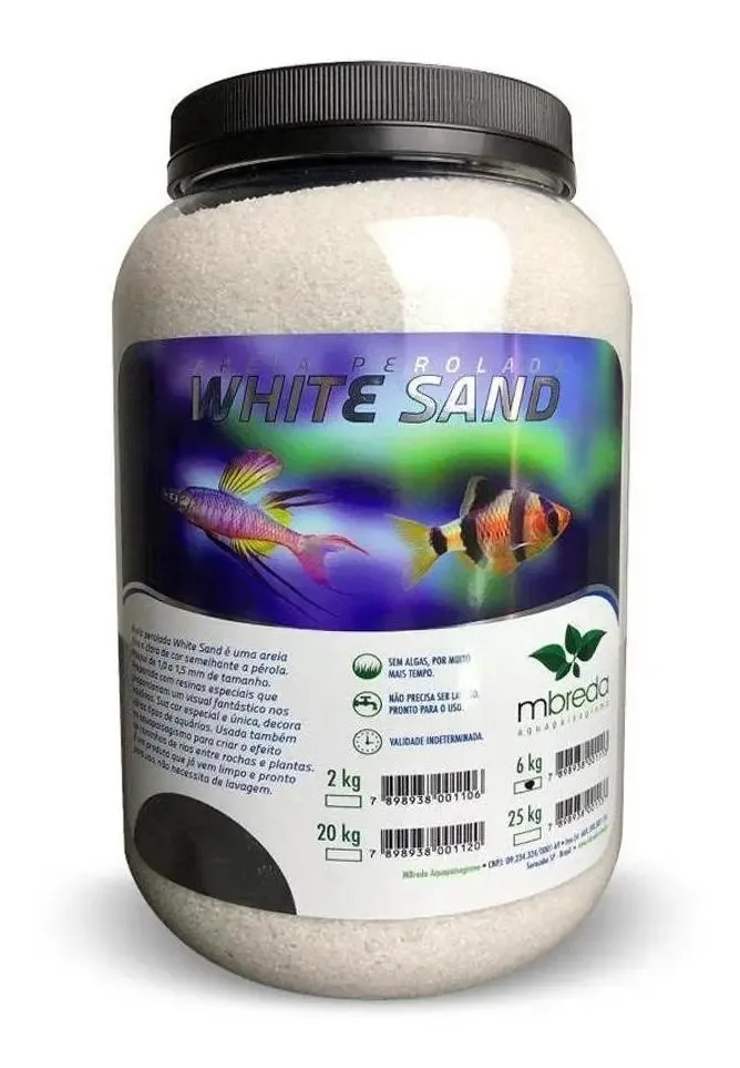 Areia Mbreda Perolada White Sand 6kg Substrato Inerte
