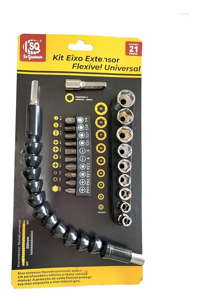 Kit Eixo Extensor Flexível Furadeira Parafusadeira Chicote