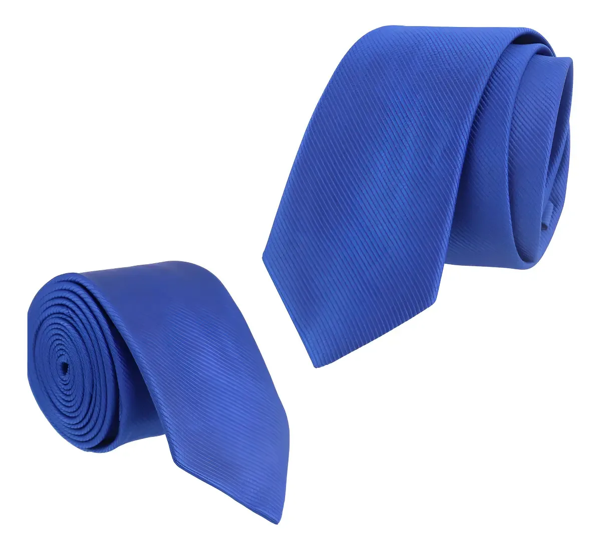 Kit 2 Gravatas Slim Azul Royal Social Premium 100% Poliéster