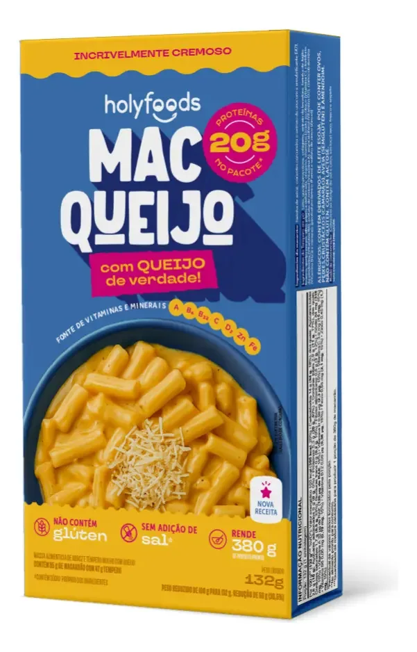 Holyfoods Mac Queijo 20g De Proteína Macarrão Instantâneo