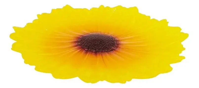 Centro De Mesa De Vidro Pequeno Girassol Decorativo Fruteira Cor Amarelo