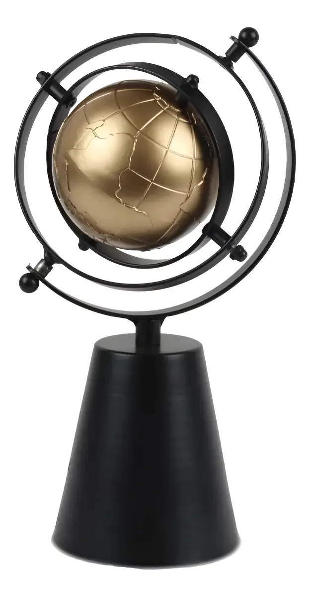 Globo Terrestre Winston Ferro Preto/dourado -l Hermitage Dourado Preto