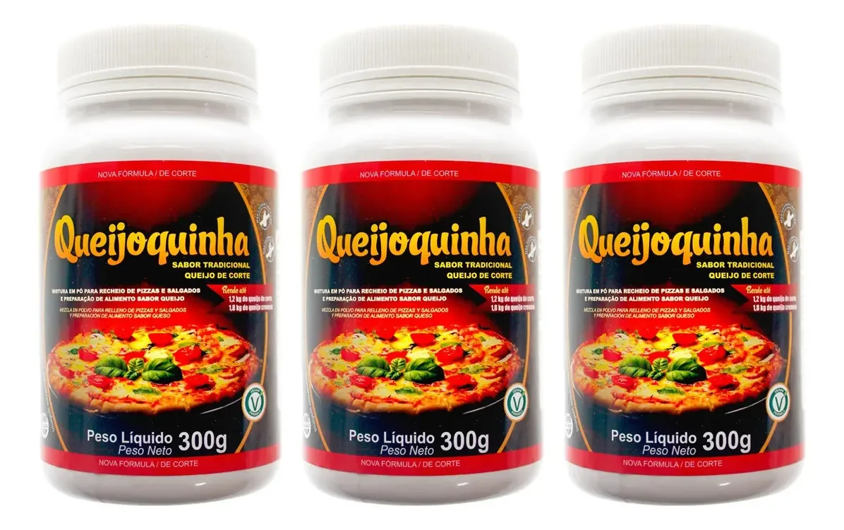 Kit 3 Queijoquinha Mistura Vegetal Queijo Sem Glúten 300g