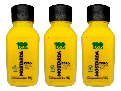 Kit 3 Mostarda Sem Sódio Açúcar E Glúten 100 Foods 200g