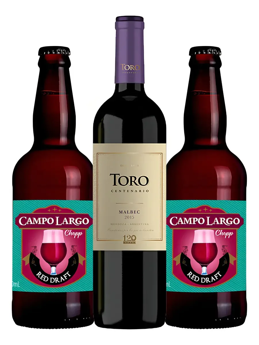 Kit Presenteável Vinho Toro E 2 Chopp De Vinho Campo Largo