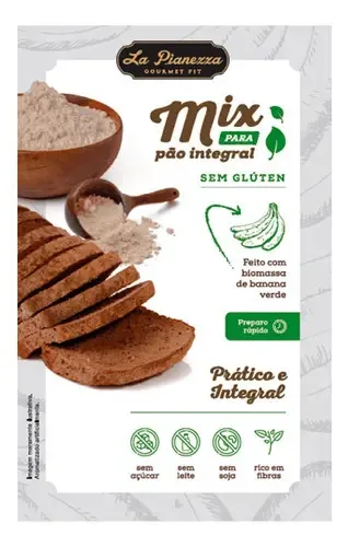 Mistura Pão Integral Sem Glúten Vegano La Pianezza 300g