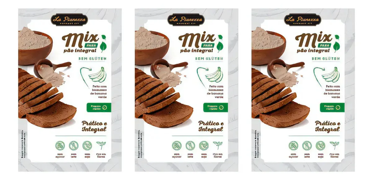 Kit 3 Mix Para Pão Integral Sem Glúten La Pianezza 300g