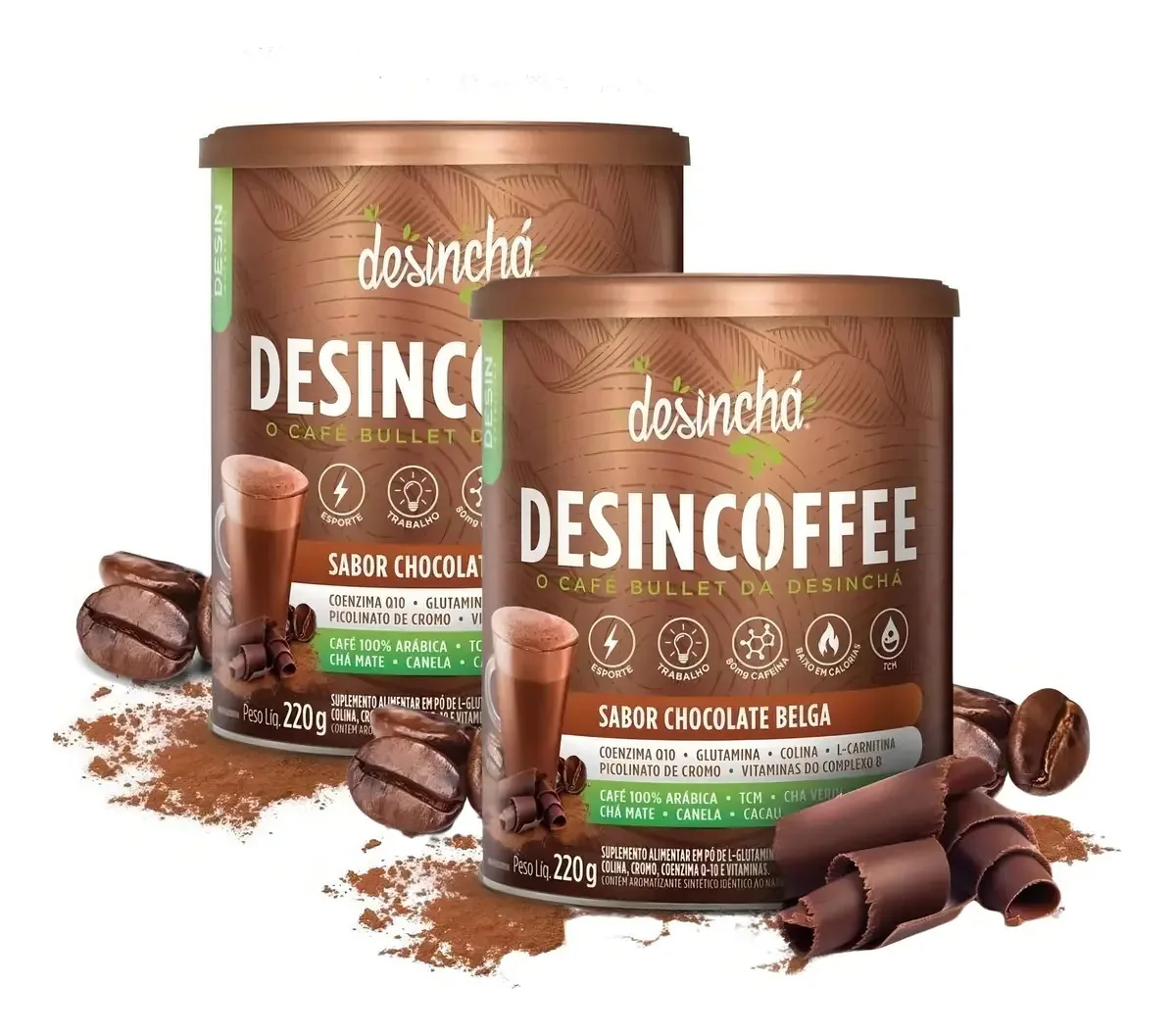 2x Desincoffee Café Termogênico 220g Chocolate Belga