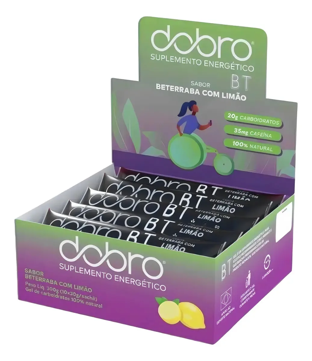 BT Gel Repositor Energético Dobro Limão com Cafeína (10 sachês de 30g)
