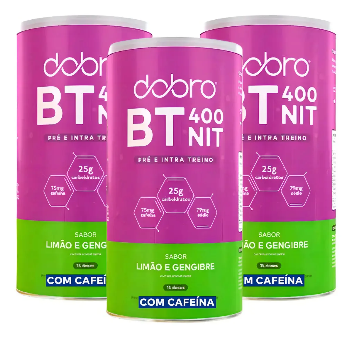 3x Bt Nitrato Dobro Com Cafeína Limão E Gengibre 450g