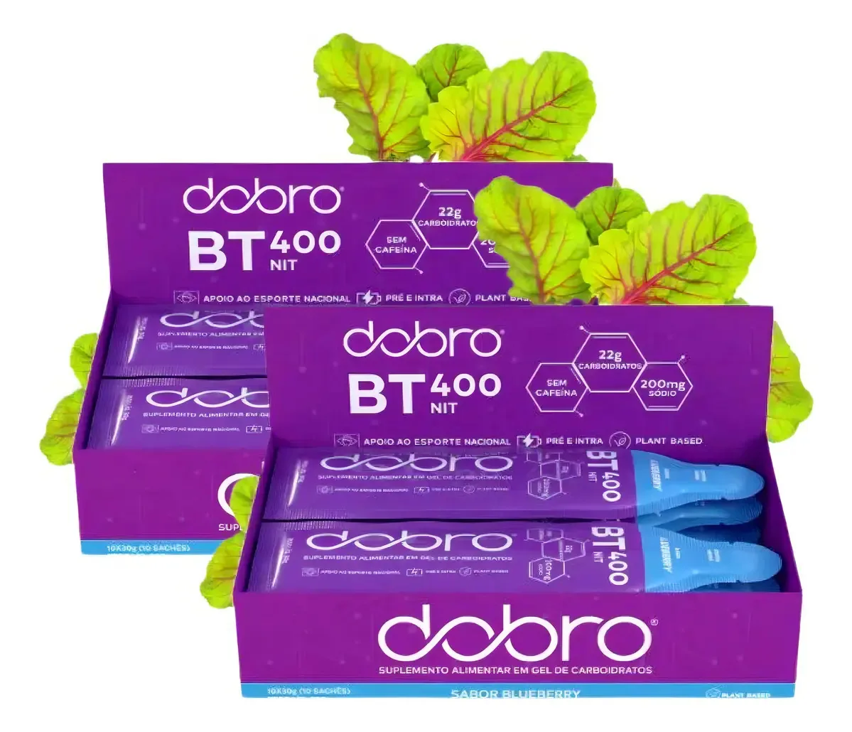 2x Gel Bt Nitrato Dobro Sabor Blueberry 10 Unidades 30g