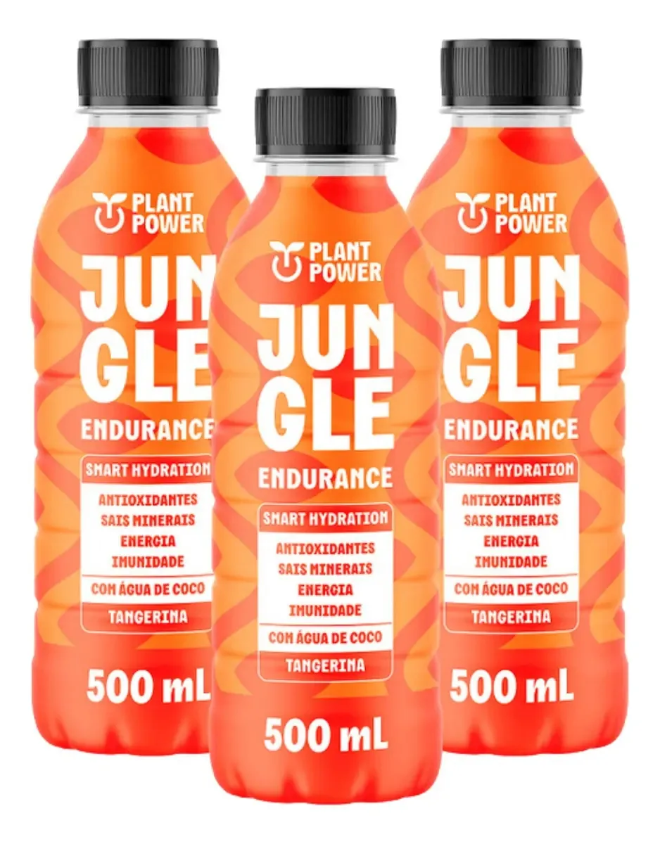 3x Isotônico Jungle Endurance Plant Power Tangerina 500ml