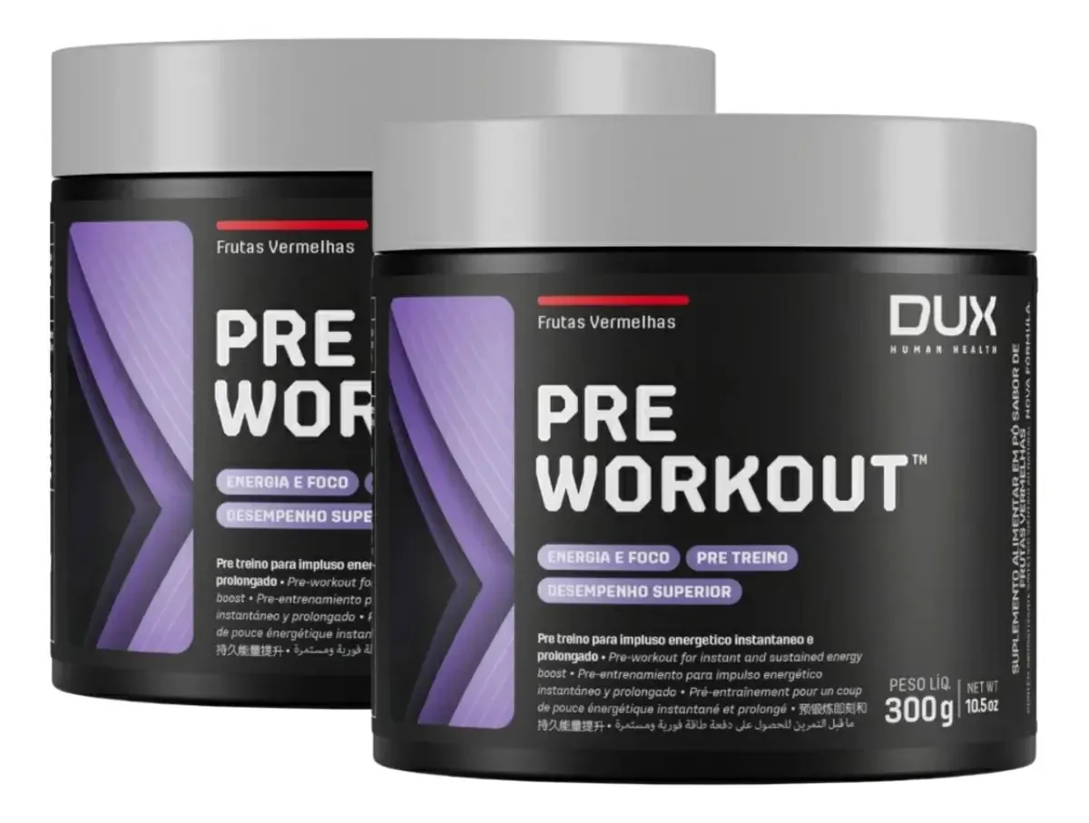 2x Pré Treino Pre Workout Dux Frutas Vermelhas 300g