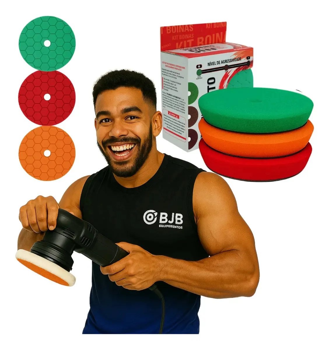 Kit 3 Boinas De Espuma De Corte, Refino E Lustro - Polimento Em Pinturas Carros - Uso Em Politriz - 5 Polegadas