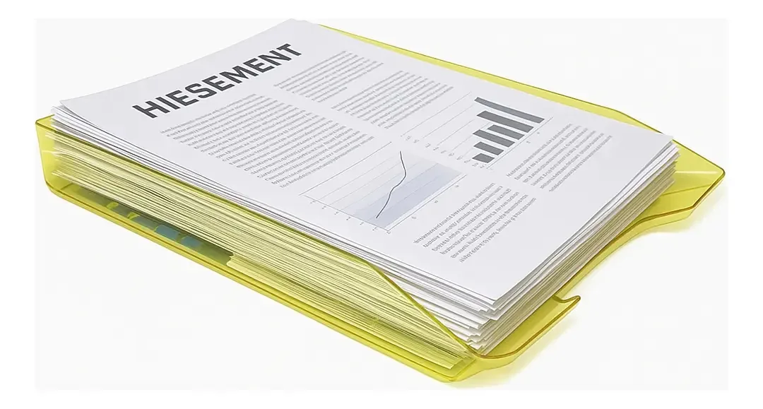 Bandeja Escritorio Organizadora De Documentos Slim Papel A4 Cor Amarelo