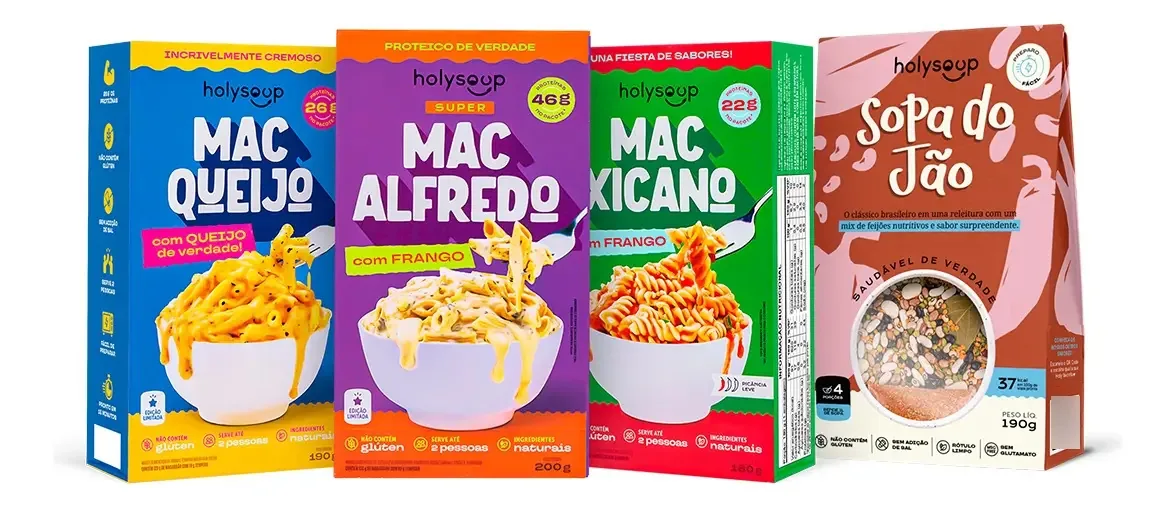 Kit 3 Macarrão Holymac E 1 Sopa Do Jão - Holysoup