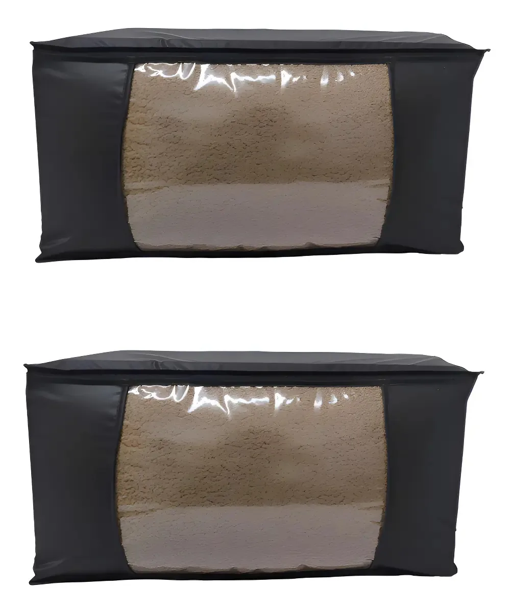 Kit 2 Organizadores Multiuso Preto Marca Organizatto 65x50x27cm Edredom