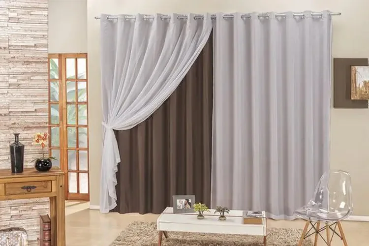 Cortina Blackout Com Voal 2,00 X 1,70 Tabaco