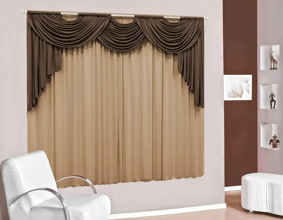 Cortina Cristal Com Bandô 4,00 X 2,80 Tabaco E Avela